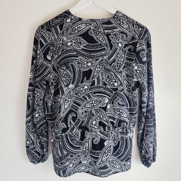 Mandee Paisley Long Sleeve Button Down Blouse - Picture 5 of 7